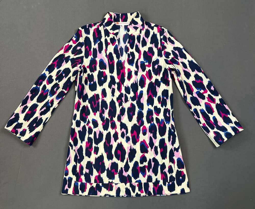 Jude Connally Nadia Tunic Size S Blue Pink Animal Print